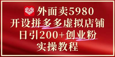 外面卖5980开设拼多多虚拟店铺:单日引流200+创业付费粉实战教程
