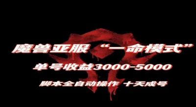 魔兽亚服一命模式,10天成号-单号3千-5千,脚本全自动操作,保姆级教学【揭秘】