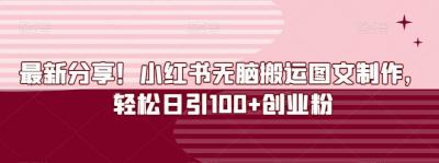 最新分享！小红书无脑搬运图文制作，轻松日引100+创业粉