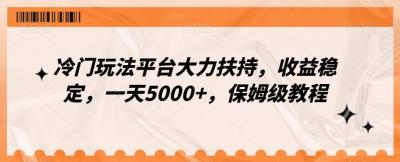 冷门玩法平台大力扶持，收益稳定，一天5000+，保姆级教程（附抖音7天起号法）