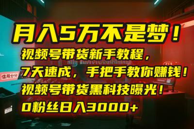 月入5万不是梦!视频号带货新手教程,7天速成,手把手教你赚钱!视频号...