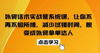 外贸话术实战营系统课,让你不再不知所措,减少试错时间,脱变成外贸拿单达人