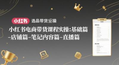 小红书电商带货课程实操:基础篇-选品篇-店铺篇-笔记内容篇-直播篇