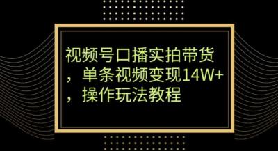 视频号口播实拍带货,单条视频变现14W+,操作玩法教程