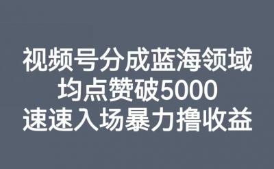 视频号分成蓝海领域,均点赞破5000,速速入场暴力撸收益