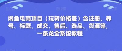 闲鱼电商项目(玩转价格差)含注册、养号、标题、成交、售后、选品、货源等，一条龙全系统教程