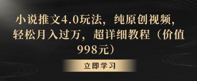 小说推文4.0玩法,纯原创视频,轻松月入过万,超详细教程(价值998元)【揭秘】