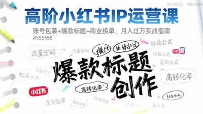 高阶小红书IP运营课：账号包装+爆款标题+商业接单，月入过万实战指南