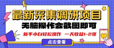 新版采集调研项目,截图上传即可,无脑操作,日收益1-2张