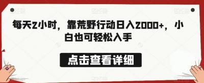 每天2小时，靠荒野行动日入2000+，小白也可轻松入手