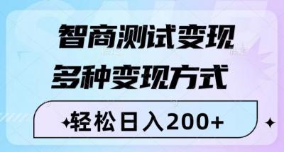 智商测试变现,轻松日入200+,几分钟一个视频,多种变现方式