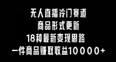 无人直播冷门赛道，商品形式更新，18种变现思路，一件商品赚取收益10000+【揭秘】