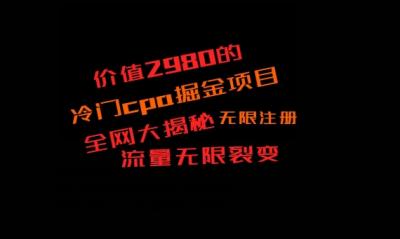 价值2980的CPA掘金项目大揭秘,号称当天收益200+,不见收益包赔双倍
