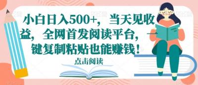 小白日入500+,当天见收益,全网首发阅读平台,一键复制粘贴也能赚钱!