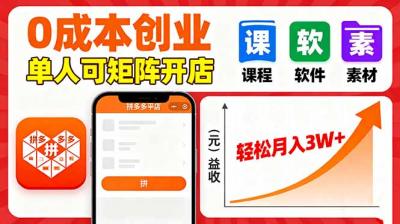 拼多多虚拟电商，0成本，单人可矩阵开店，轻松月入3W+