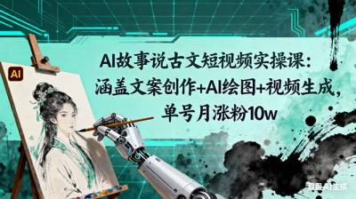 AI故事说古文短视频实操课：涵盖文案创作+AI绘图+视频生成，单号月涨粉10w