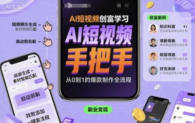 AI短视频创富学习,手把手教会你制作AI短视频