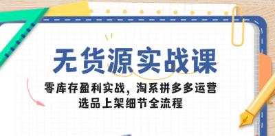 无货源实战课:零库存盈利实战,淘系拼多多运营,选品上架细节全流程