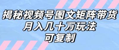解密视频号图文矩阵带货，月入几个W的打法，可复制