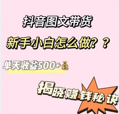 抖音图文带货,新手小白怎么做?单天收益500+【揭秘赚钱秘诀】