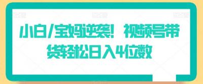 小白/宝妈逆袭!视频号带货轻松日入4位数【揭秘】
