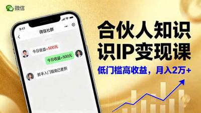 合伙人知识IP变现课，微信生态,内容创作与爆款打造,全网引流，新手月入2w+