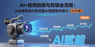 AI+视频拍摄与剪辑全流程:从创意到成片的完整AI视频制作能力(25节课