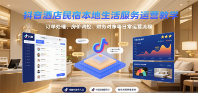 抖音酒店民宿本地生活服务运营教学，订单处理、房价调控、财务对账等日常运营流程
