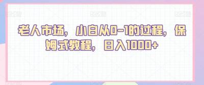 老人市场，小白从0-1的过程，保姆式教程，日入1000+