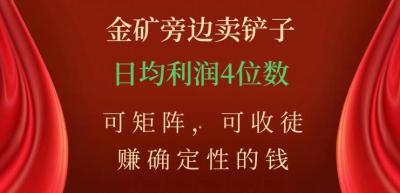 金矿旁边卖铲子，赚确定性的钱，可矩阵，可收徒，日均利润4位数【揭秘】