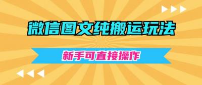微信图文纯搬运玩法,新手可直接操作