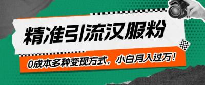 一部手机精准引流汉服粉，0成本多种变现方式，小白月入过万！
