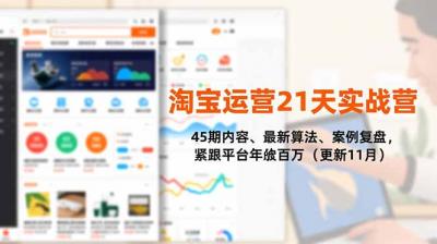 淘宝运营21天实战营,45期内容、最新算法、案例复盘,紧跟平台年入百万(更新11月