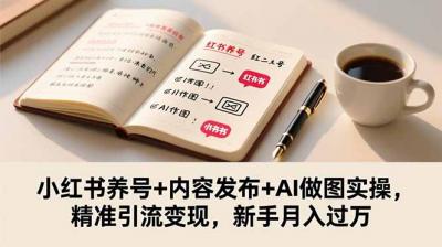 小红书养号+内容发布+AI做图实操,精准引流变现,新手月入过万