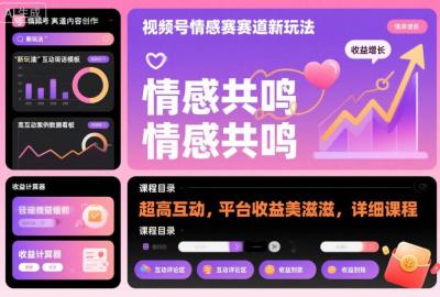 视频号情感赛道新玩法,超高互动,平台收益美滋滋,详细课程