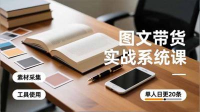 图文带货实战系统课,工具使用、素材采集、防同质化,单人日更20条月入3w+
