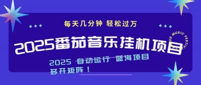 2025最新挂机番茄音乐项目，每天几分钟，日入1000＋