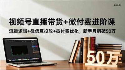 视频号直播带货+微付费进阶课:流量逻辑+微信豆投放+微付费优化,新手月销破50万