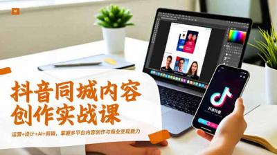 抖音同城内容创作实战课，运营+设计+AI+剪辑，掌握多平台内容创作与商业变现能力
