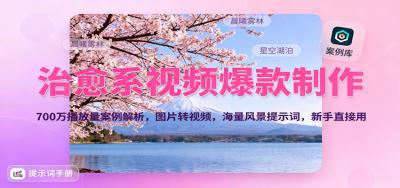 治愈系视频爆款制作，700万播放量案例解析，图片转视频，海量风景提示词，新手直接用