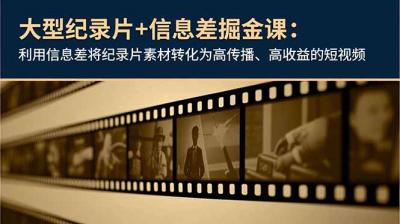 大型纪录片+信息差掘金课：利用信息差将纪录片素材转化为高传播、高收益的短视频