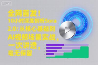 全网首发！10小时深度剖析Sora 2.0：从核心基础到AI视频场景实战，一次讲透，毫无保留