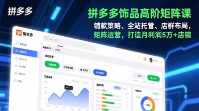 拼多多饰品高阶矩阵课，铺款策略、全站托管、店群布局，矩阵运营，打造月利润5万+店铺