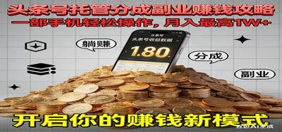 全程托管今日头条,一部手机就可以开干,最高躺赚1W+