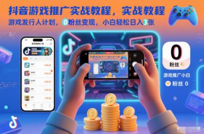 抖音游戏推广实战教程,游戏发行人计划,0粉丝变现,小白轻松日入3张