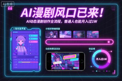 AI漫剧风口已来!AI动态漫剧创作全流程,普通人也能月入过1W