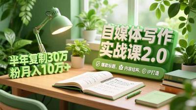 自媒体写作实战课2.0，爆款标题、内容结构、IP打造，半年复制30万粉月入10万+