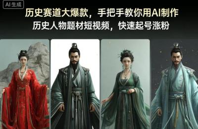 历史赛道大爆款，手把手教你用AI制作历史人物题材短视频，快速起号涨粉