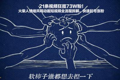 21条视频狂揽73W粉！火柴人情绪共鸣动画短视频全流程拆解，快速起号涨粉