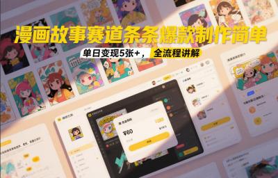 漫画故事赛道条条爆款制作简单，单日变现5张+，全流程讲解